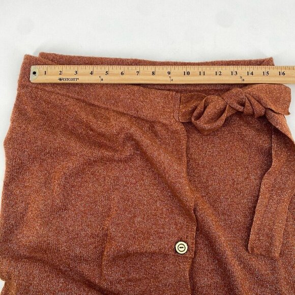 Frank and Oak Women’s Large Ribbed Stretch Rust Orange Wrap Skirt - Picture 6 of 11